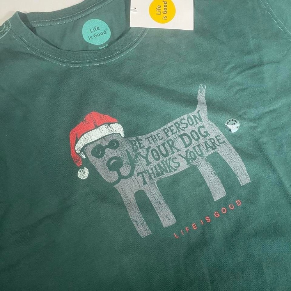 NWT Life Is Good‎ Dog Santa Long Sleeve Shirt XXL